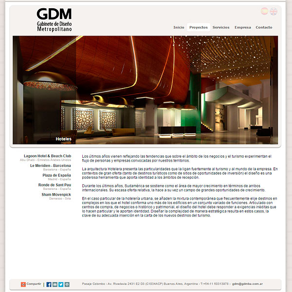 Sitio web de GDM-Gabinete de Diseño Metropolitano, Estudio de Arquitectura