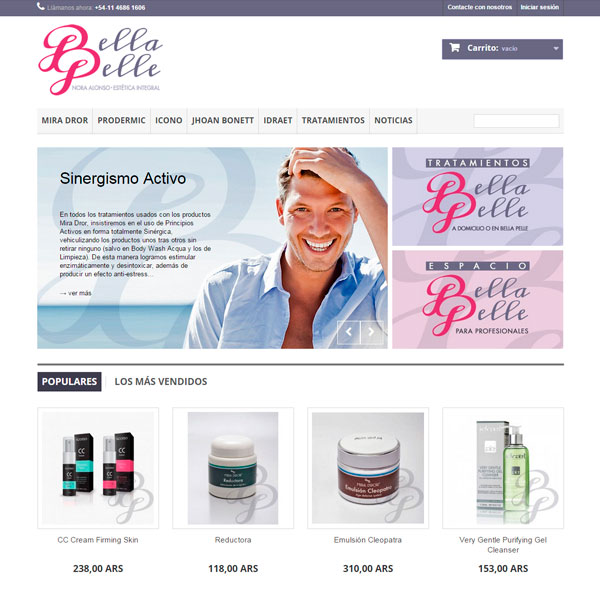 Online store for Bella Pelle - Estética Integral