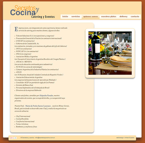 Website for Secretos y Cocina - Catering y Eventos